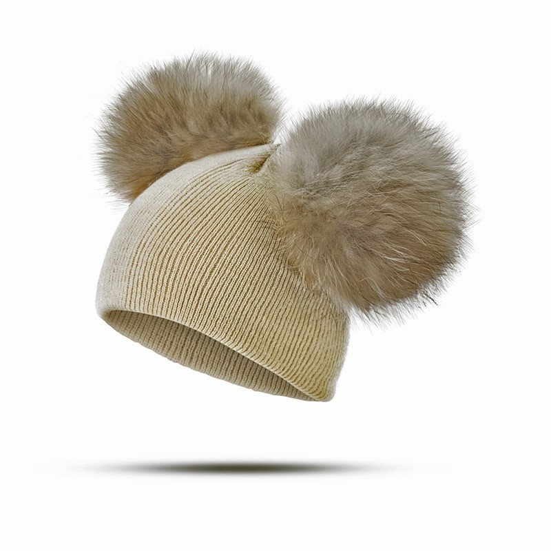Gorras y sombrerossombrero de invierno para niños con pom fur