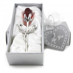 NavidadRosa de cristal con varilla de metal