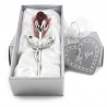 NavidadRosa de cristal con varilla de metal
