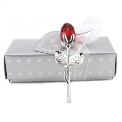 NavidadRosa de cristal con varilla de metal