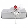 NavidadRosa de cristal con varilla de metal
