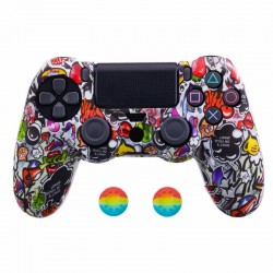AccesoriosPlaystation Doble Shock PS4 Pro Slim - piel protectora para el controlador  2 gorras de palo pulgar