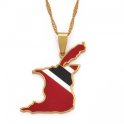 Trinidad & Tobago map flag pendant - gold necklaceNecklaces