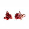 AretesPendientes de oro con rosa roja