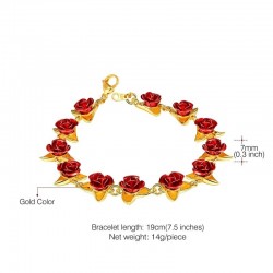 Gold & silver bracelet with red rosesBracelets