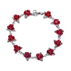 Gold & silver bracelet with red rosesBracelets