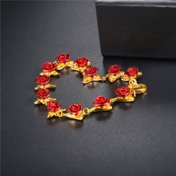 Gold & silver bracelet with red rosesBracelets