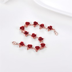 Gold & silver bracelet with red rosesBracelets