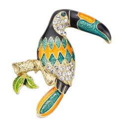 Elegant brooch with crystal toucan birdBrooches