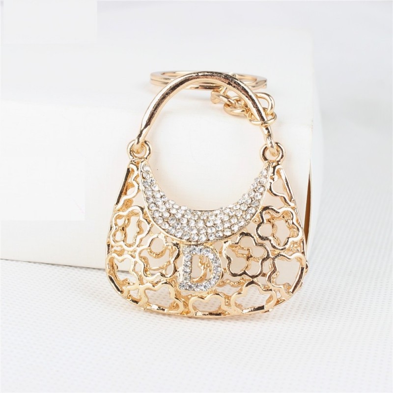 Crystal handbag with D letter - keychainKeyrings