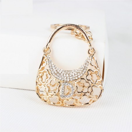 Crystal handbag with D letter - keychainKeyrings