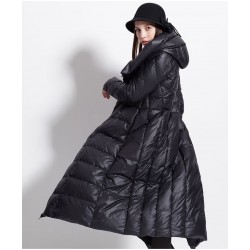 ChaquetasInvierno impermeable abrigo largo - chaqueta baja con capucha - más tamaño