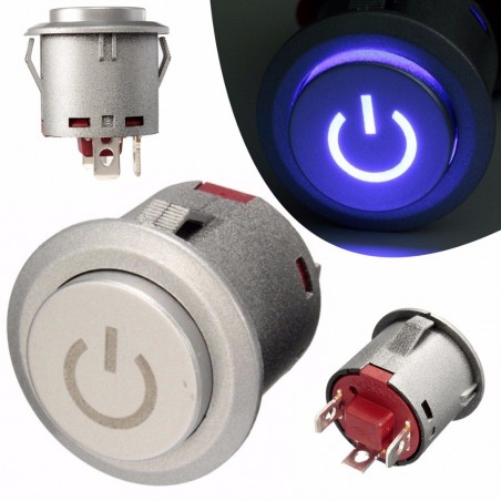Interruptores12V 22mm LED interruptor de botón de empuje momentáneo - impermeable - arranque del motor del coche - metal