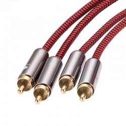 CablesCable de audio HiFi - 2 RCA a 2 RCA - cable trenzado OFC - 1m - 2m - 3m - 5m - 8m - 10m - 12m - 15m