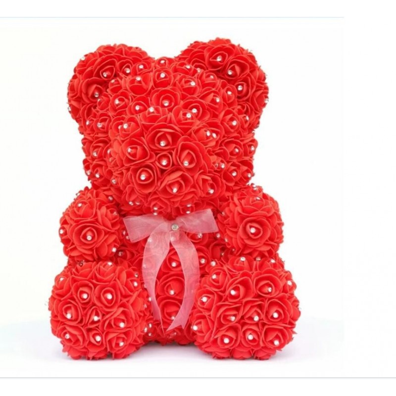 Día de San Valentínoso de rosa - oso de rosas de infinito con diamantes - 25 cm - 35 cm