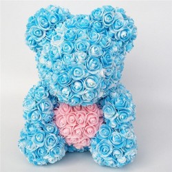 Día de San Valentínoso de rosa - oso hecho de rosas de infinito con un corazón - 25cm - 35cm