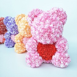 Día de San Valentínoso de rosa - oso hecho de rosas de infinito con un corazón - 25cm - 35cm
