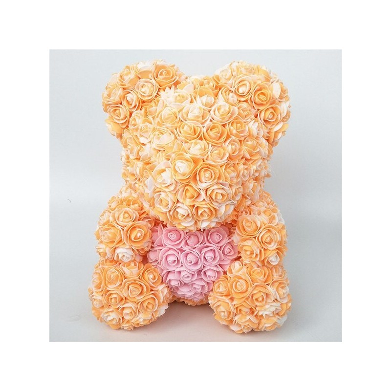 Día de San Valentínoso de rosa - oso hecho de rosas de infinito con un corazón - 25cm - 35cm Día de San Valentínoso de rosa - oso hecho de rosas de infinito con un corazón - 25cm - 35cm