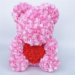 Día de San Valentínoso de rosa - oso hecho de rosas de infinito con un corazón - 25cm - 35cm