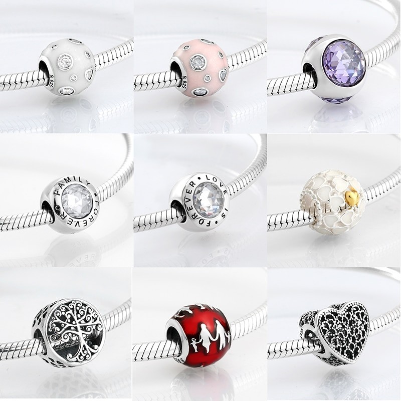 Pulseraplata de ley 925 - cuentas redondas para pulsera
