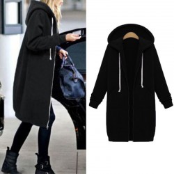 Casual oversized jacket - long hooded sweatshirt with zipper - plus sizeJackets