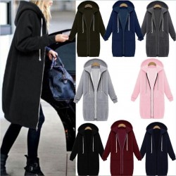 Casual oversized jacket - long hooded sweatshirt with zipper - plus sizeJackets