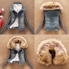 ChaquetasChaqueta corta de denim de moda con cuello de piel desmontable