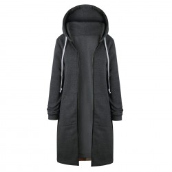 Casual oversized jacket - long hooded sweatshirt with zipper - plus sizeJackets