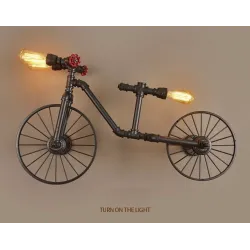 Bicycle & water pipe - vintage LED Edison light - wall lampWall lights