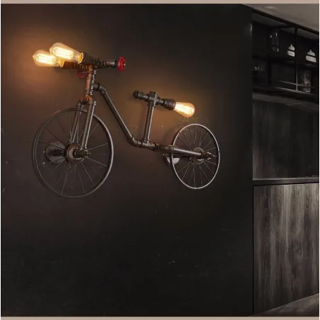 Bicycle & water pipe - vintage LED Edison light - wall lampWall lights