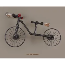 Bicycle & water pipe - vintage LED Edison light - wall lampWall lights