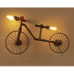 Bicycle & water pipe - vintage LED Edison light - wall lampWall lights