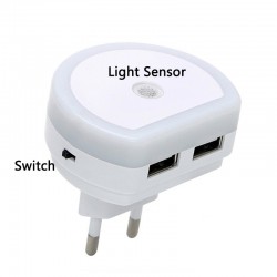 CargadoresCargador doble USB con luz LED noche - sensor de luz